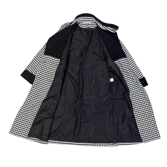 Black & White Long Houndstooth Pea Coat Size Small - Picture 6 of 8